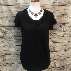 Scoop Neck Ruffle Detail Tee by LOFT Sz L