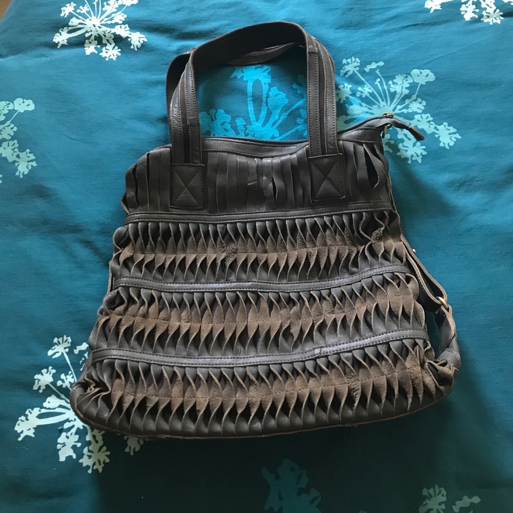Gray Leather Tote