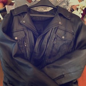 Women's leather motorcycle jacket