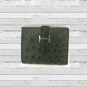 💕👛Black Wallet Genuine Ostrich Skin