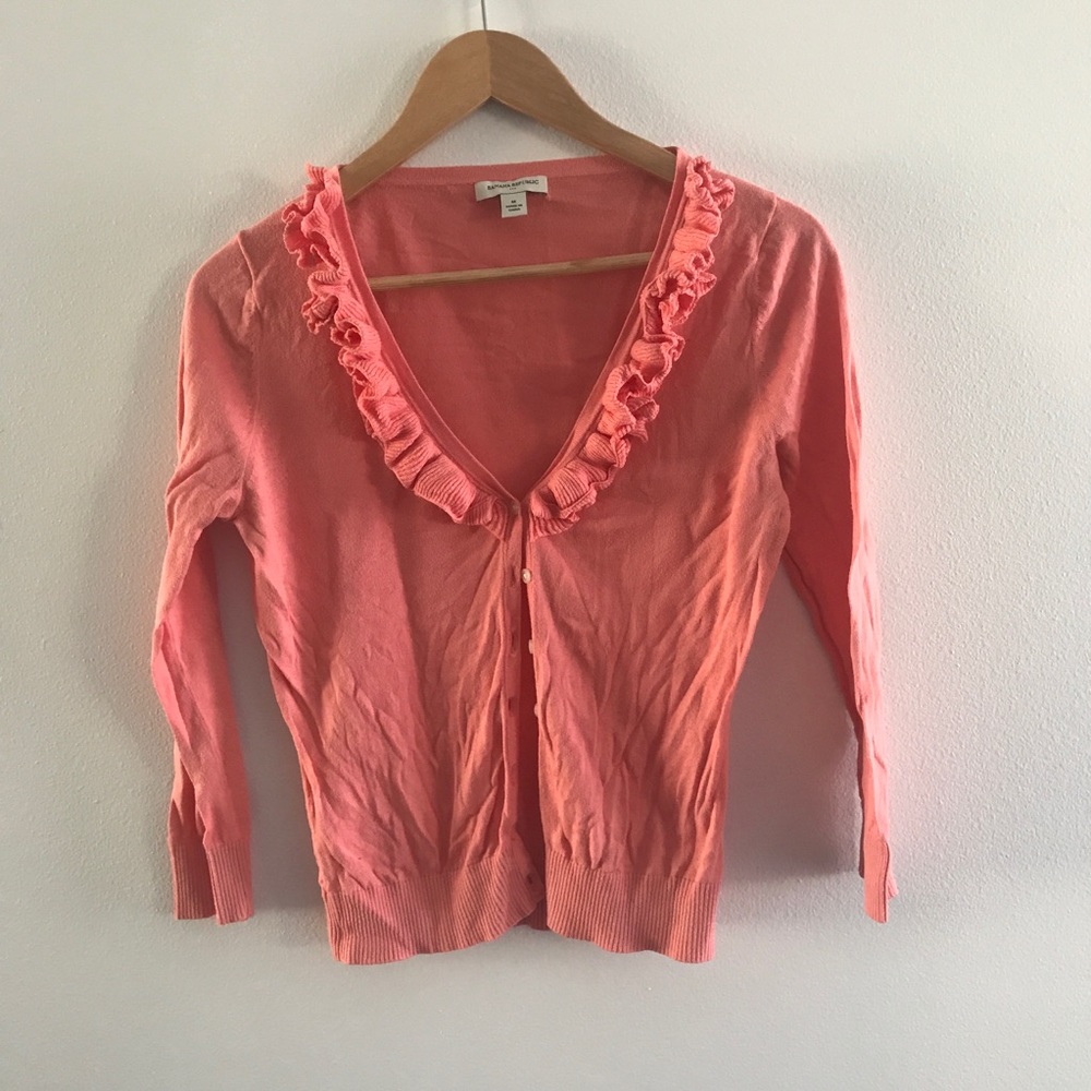 Pink ruffled Banana Republic sweater