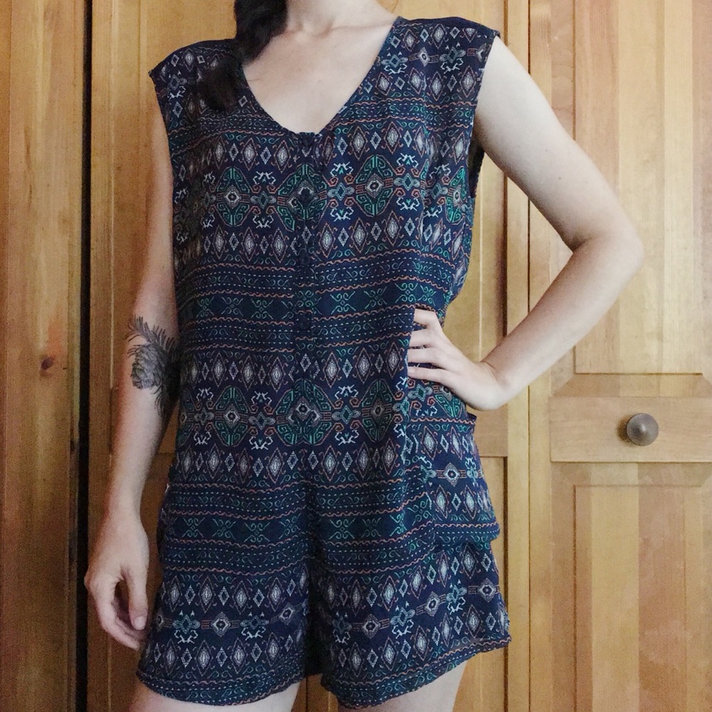 geometric print bohemian boho hippie romper