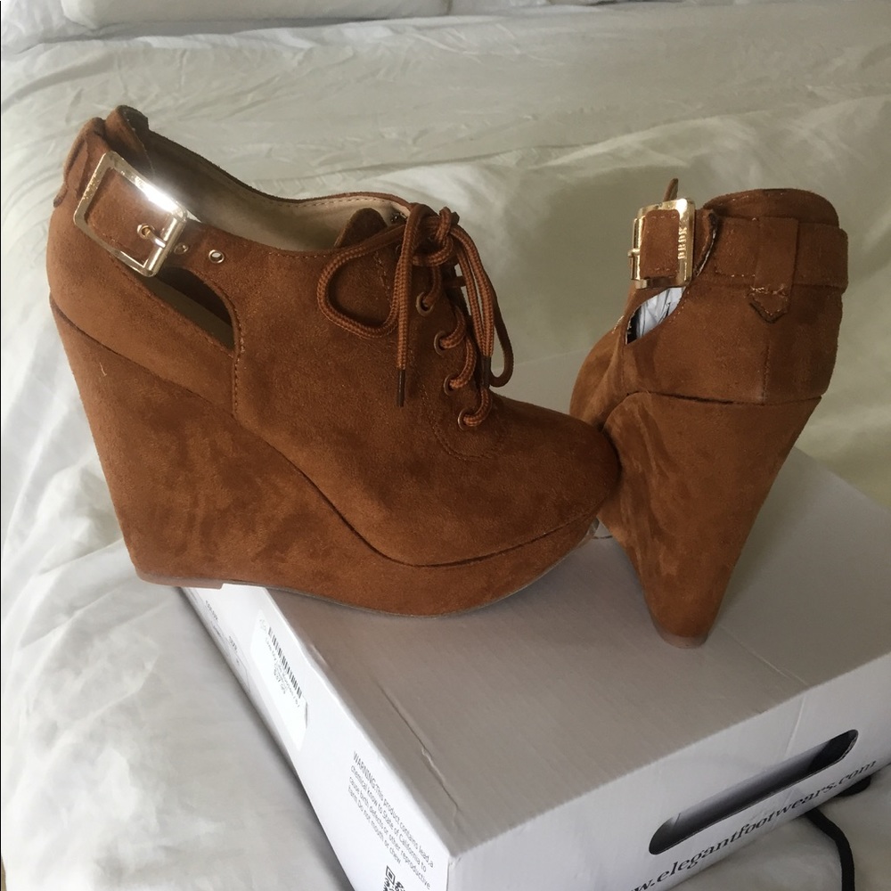 Suede wedge heels