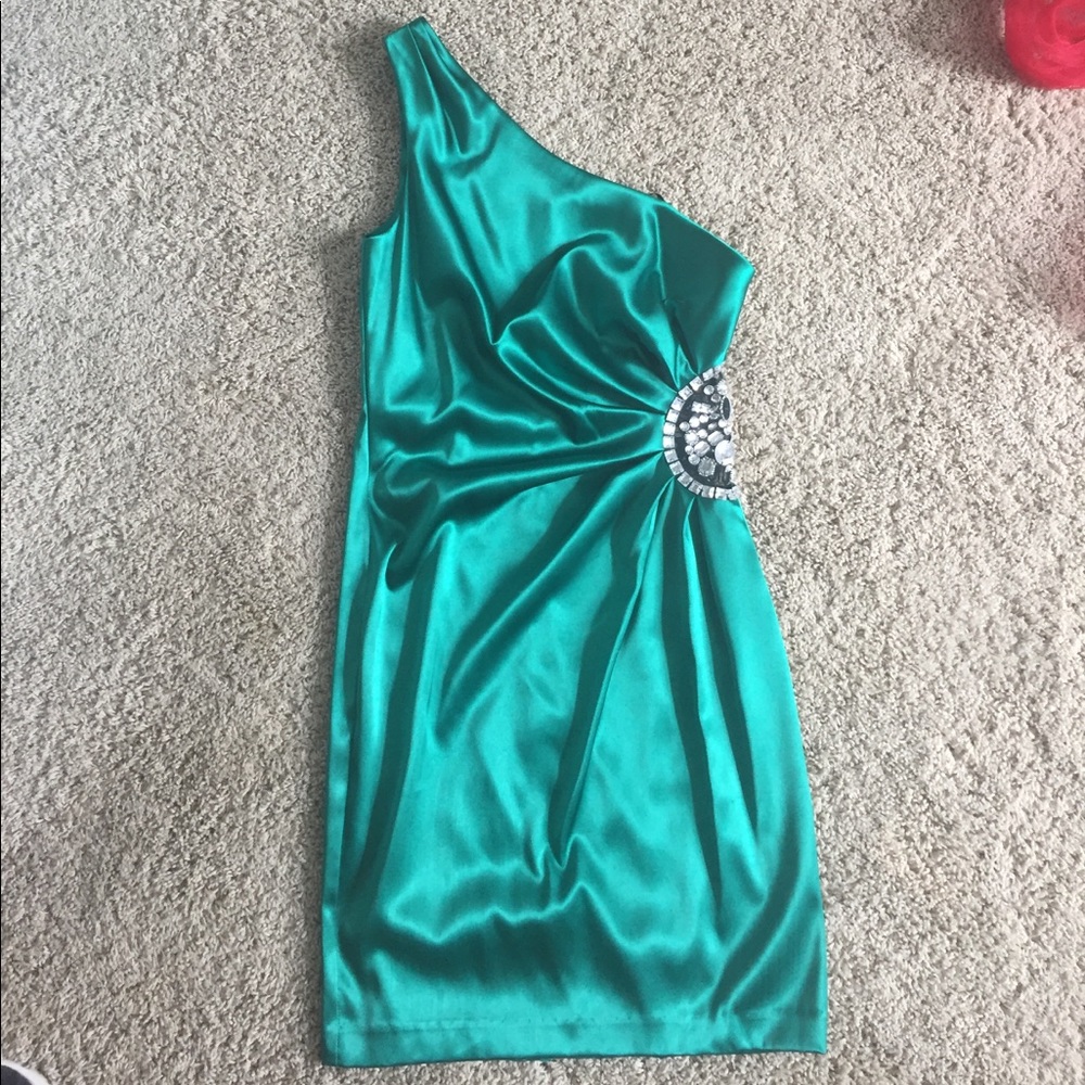 Emerald Green Satin Dress