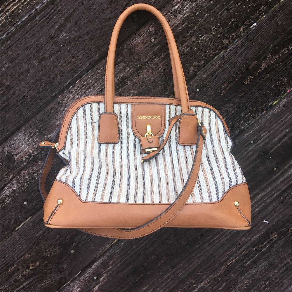 Striped and Brown London Fog Satchel Bag