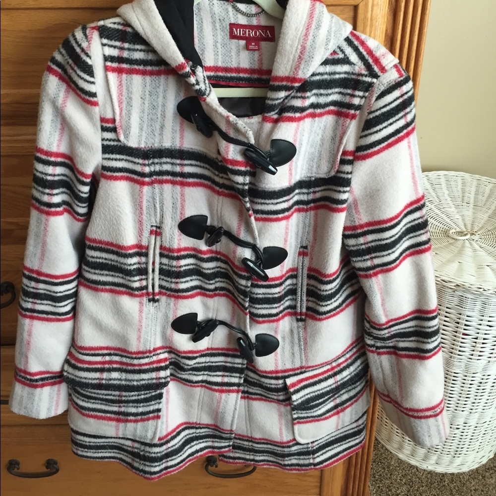 Plaid pea coat with toggles