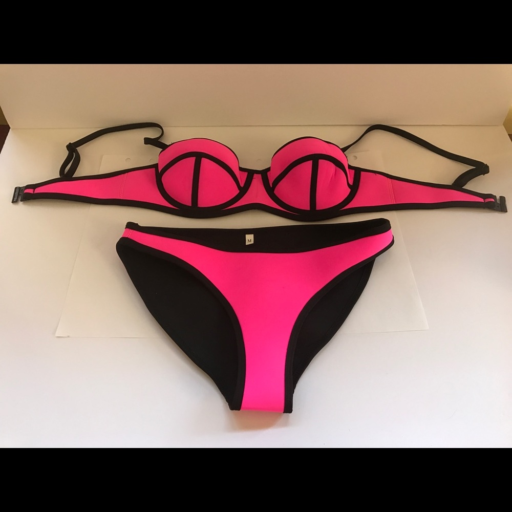 NWOT Hot Pink/Black Neoprene Bathing Suit