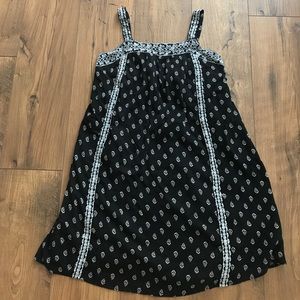 Embroidered Swing Sundress Black Print