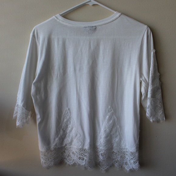 Topshop White Lace Trim Tee - Picture 5 of 8