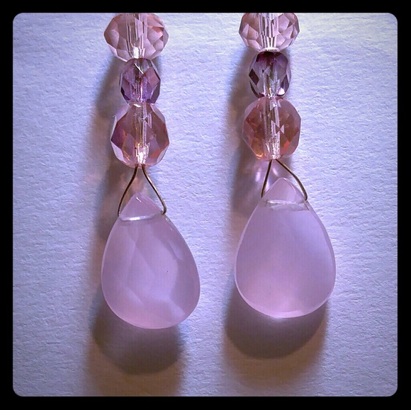 #0098 Rose Quartz Faceted Earrings - Picture 2 of 2