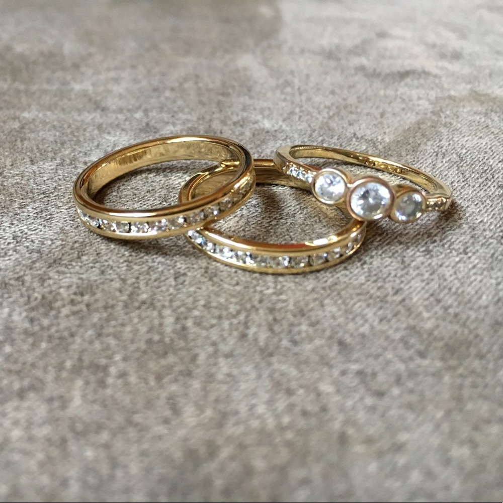 CZ and gold tone rings
