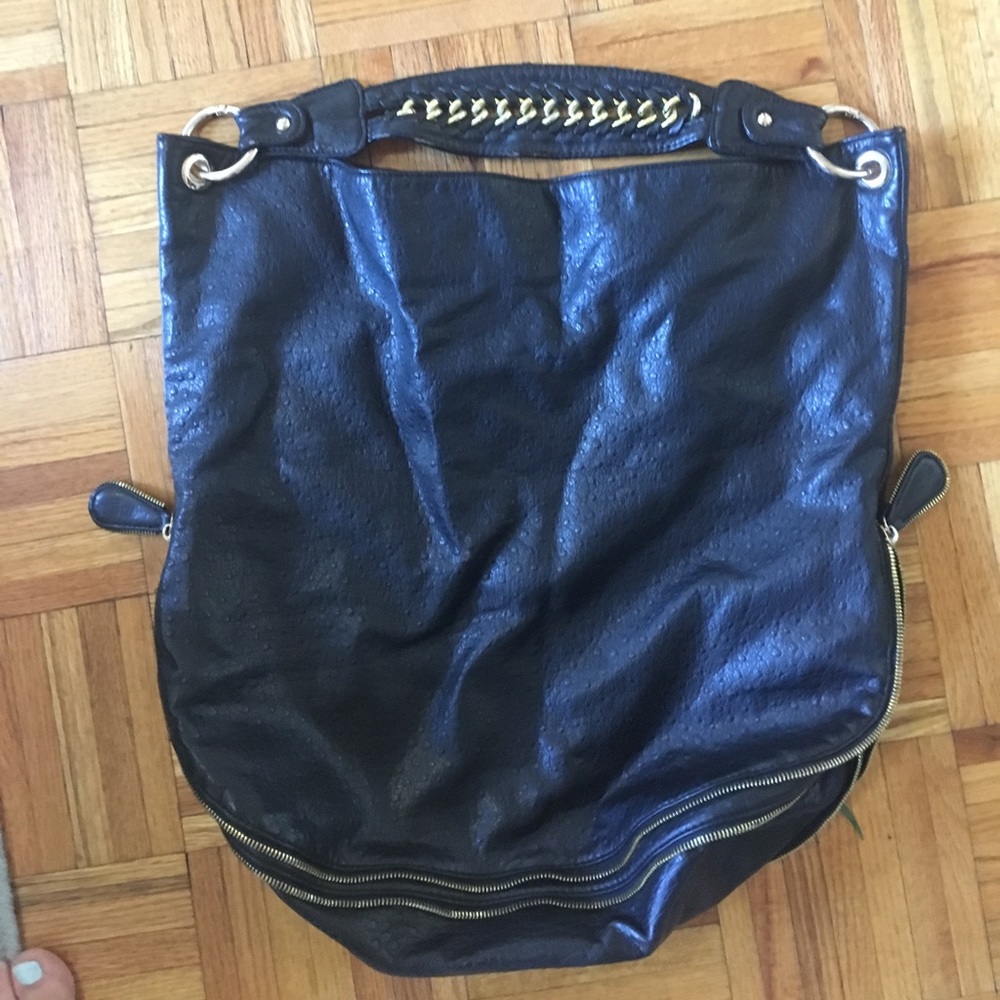 Black and gold leather bag