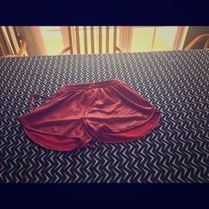 Size M Red faux leather shorts