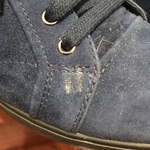 PRADA Blue Suede High Top Wedge Sneakers - Picture 6 of 7