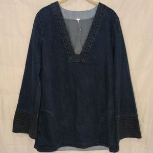 SALE! Free Poeple Medium Denim Poncho Tunic Top