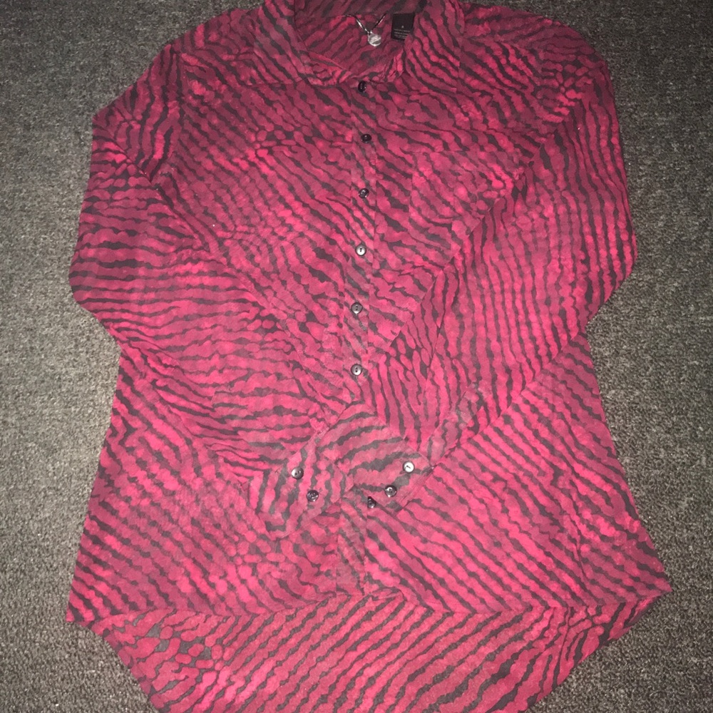 BKE Boutique button up red zebra print