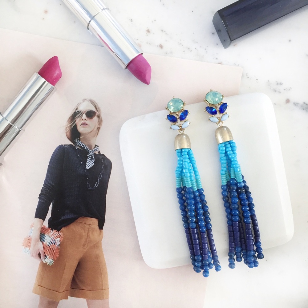 "Tuula" Earrings || Blue Tassel Statement