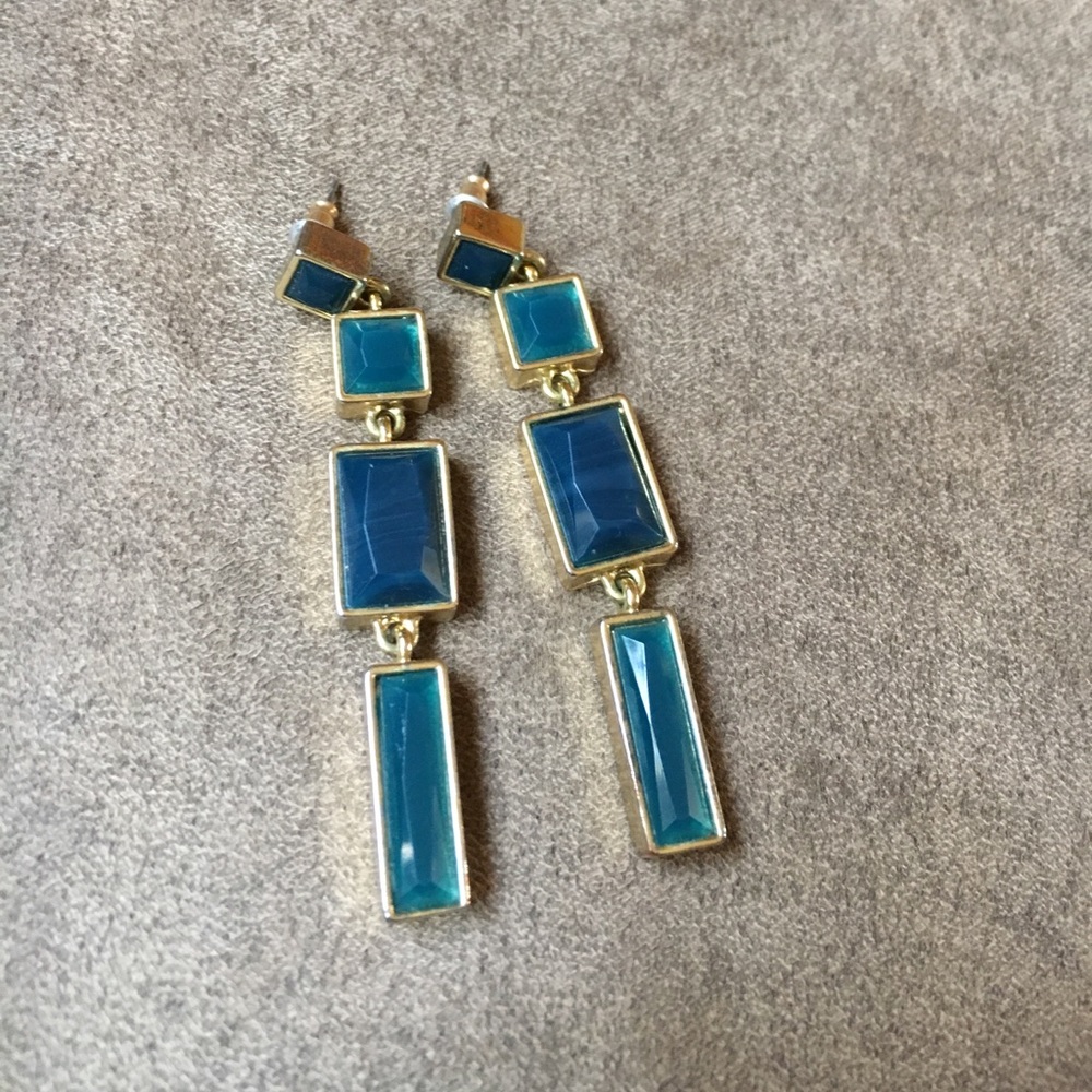 Blue and gold Art Deco earrings