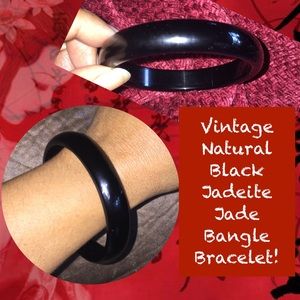 Vintage Natural Black Jadeite Jade Bangle Bracelet Vintage Natural Black Jadeite Jade Bangle Bracelet