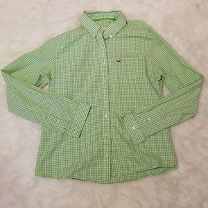 Green Checked Button Down Fits like women's Medium