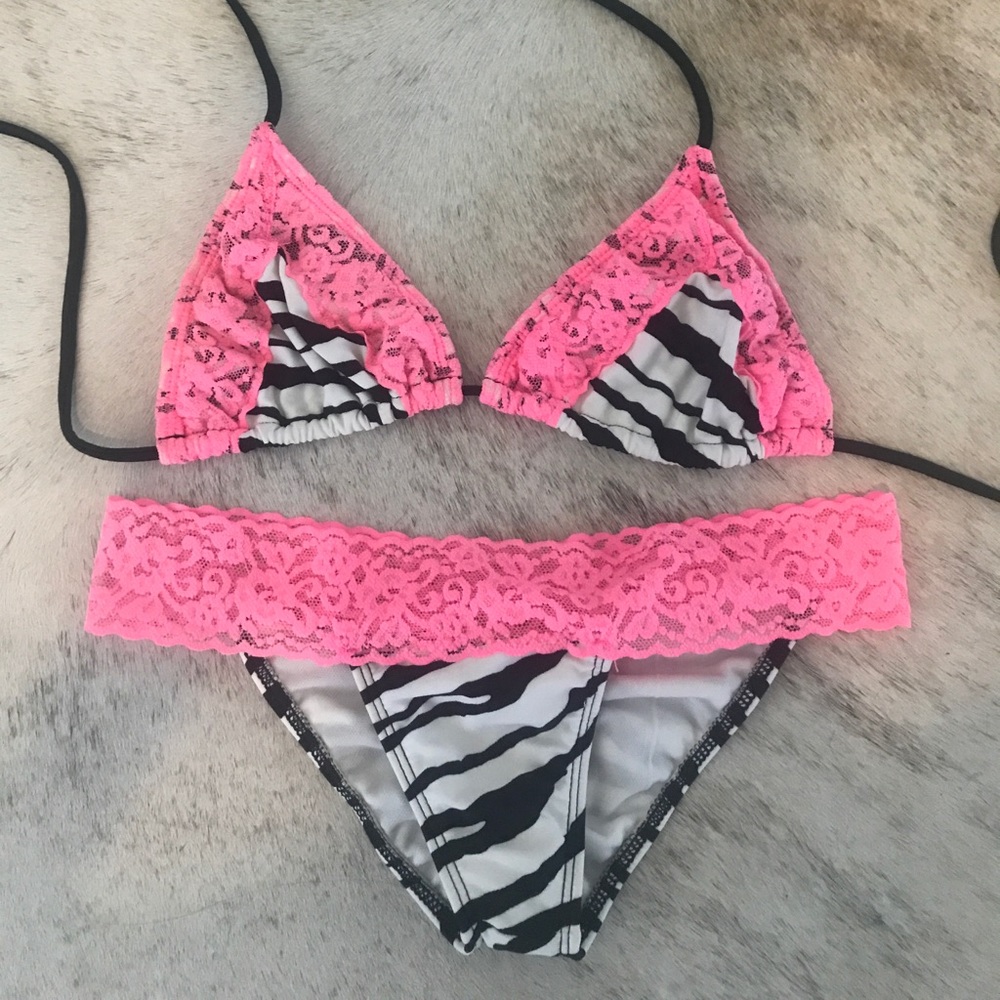 Zebra Print Lingerie Style String Bikini