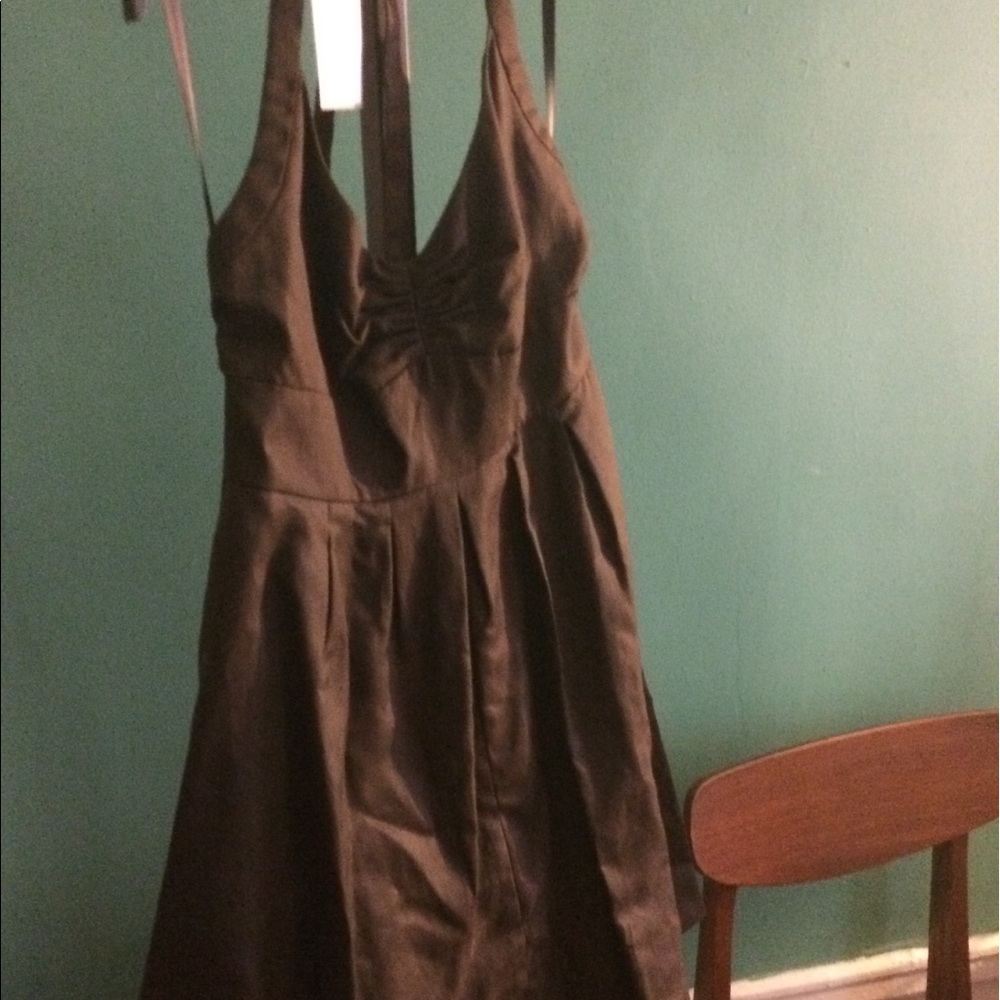 J. Crew Chocolate Brown Halter Cotton Cady Dress