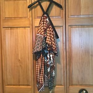 Boohoo Petite Tile Print Cold Shoulder Dress