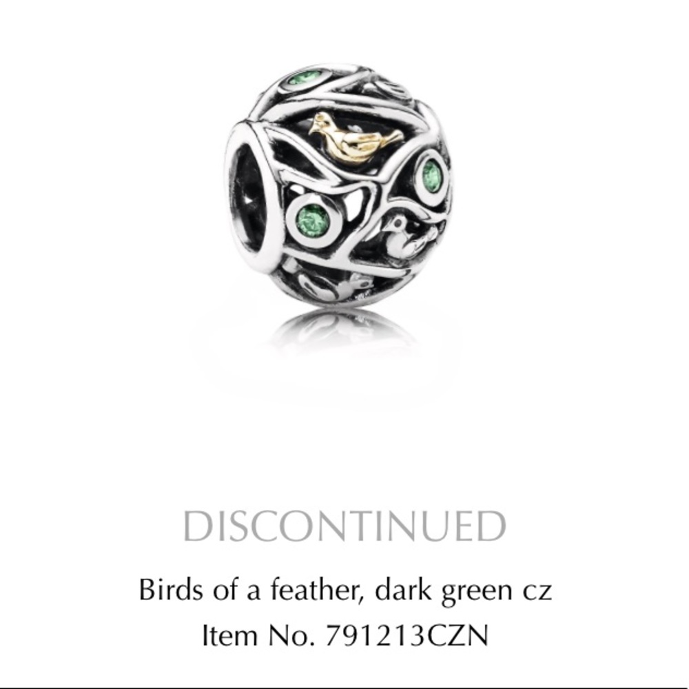 Retired Pandora Birds of a Feather Silver Charm