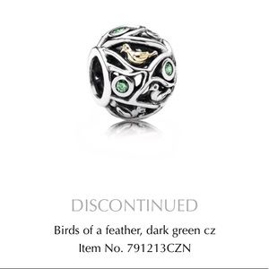 Retired Pandora Birds of a Feather Silver Charm
