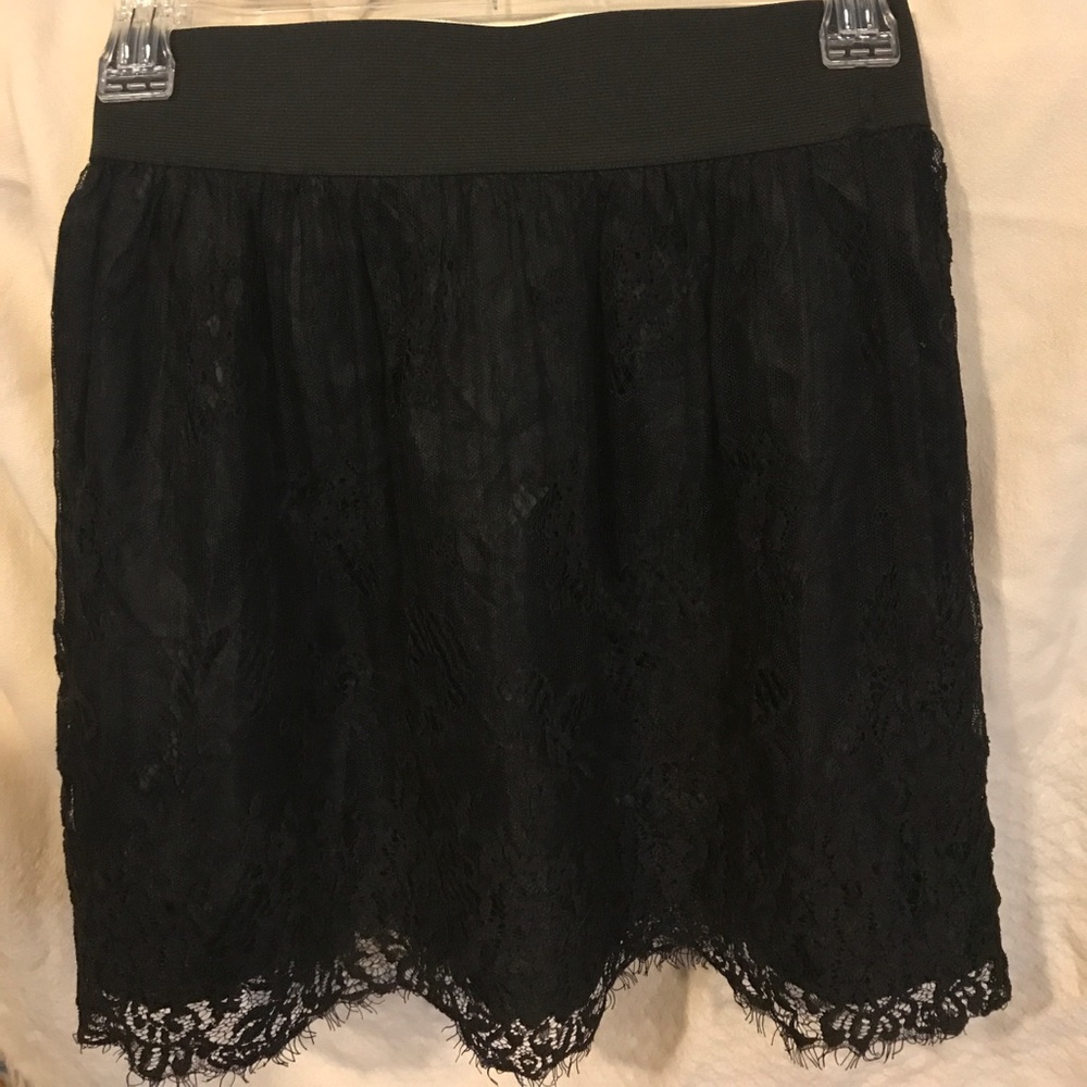 Black lace mini skirt