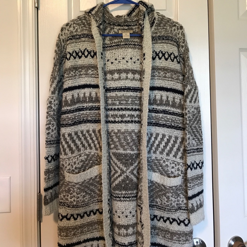 NWOT Lucky Brand Woven Hooded Sweater