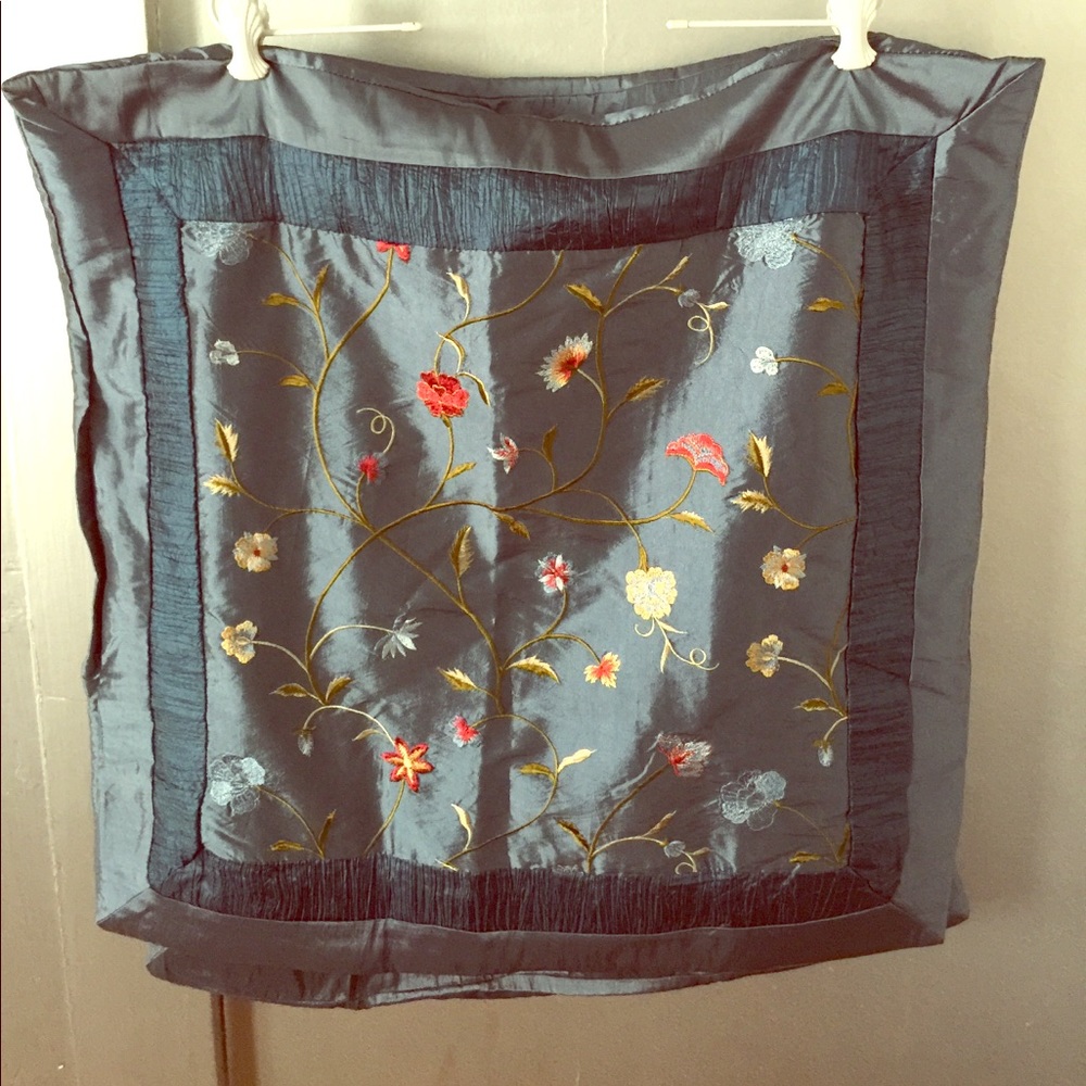 Elegant pair of blue embroidered euro pillow shams