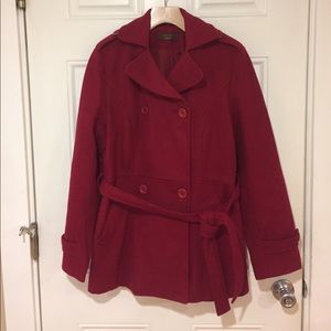 Double breasted red wool Pea Coat