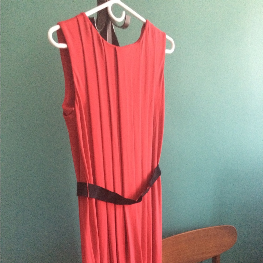 Bold Red Pleated Calvin Klein Dress, Size 8