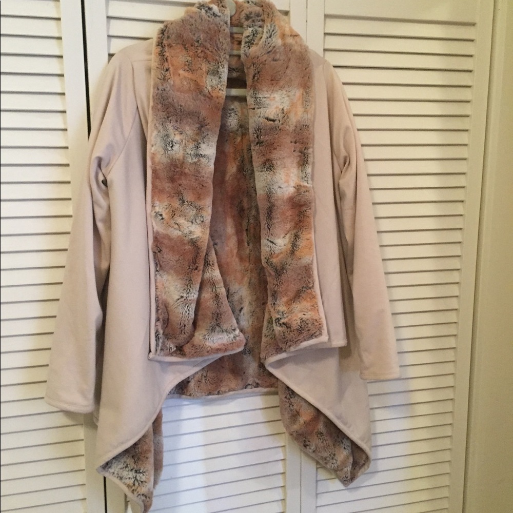Karen Zambos Winston faux fur lined wrap jacket