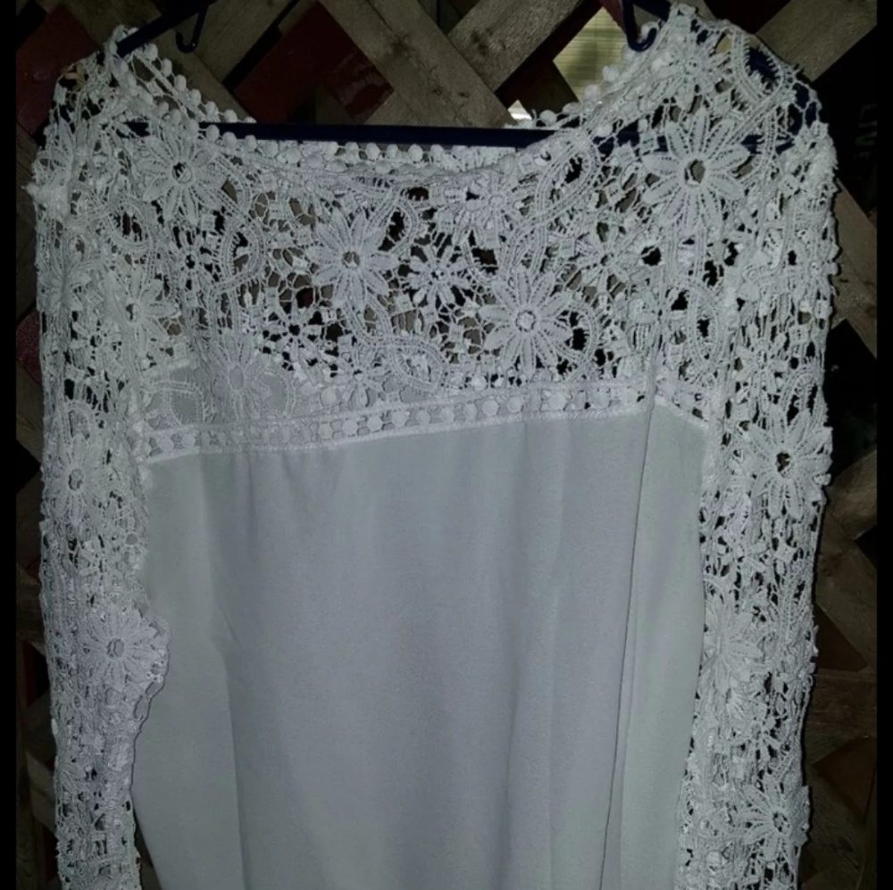 Crochet white blouse XL