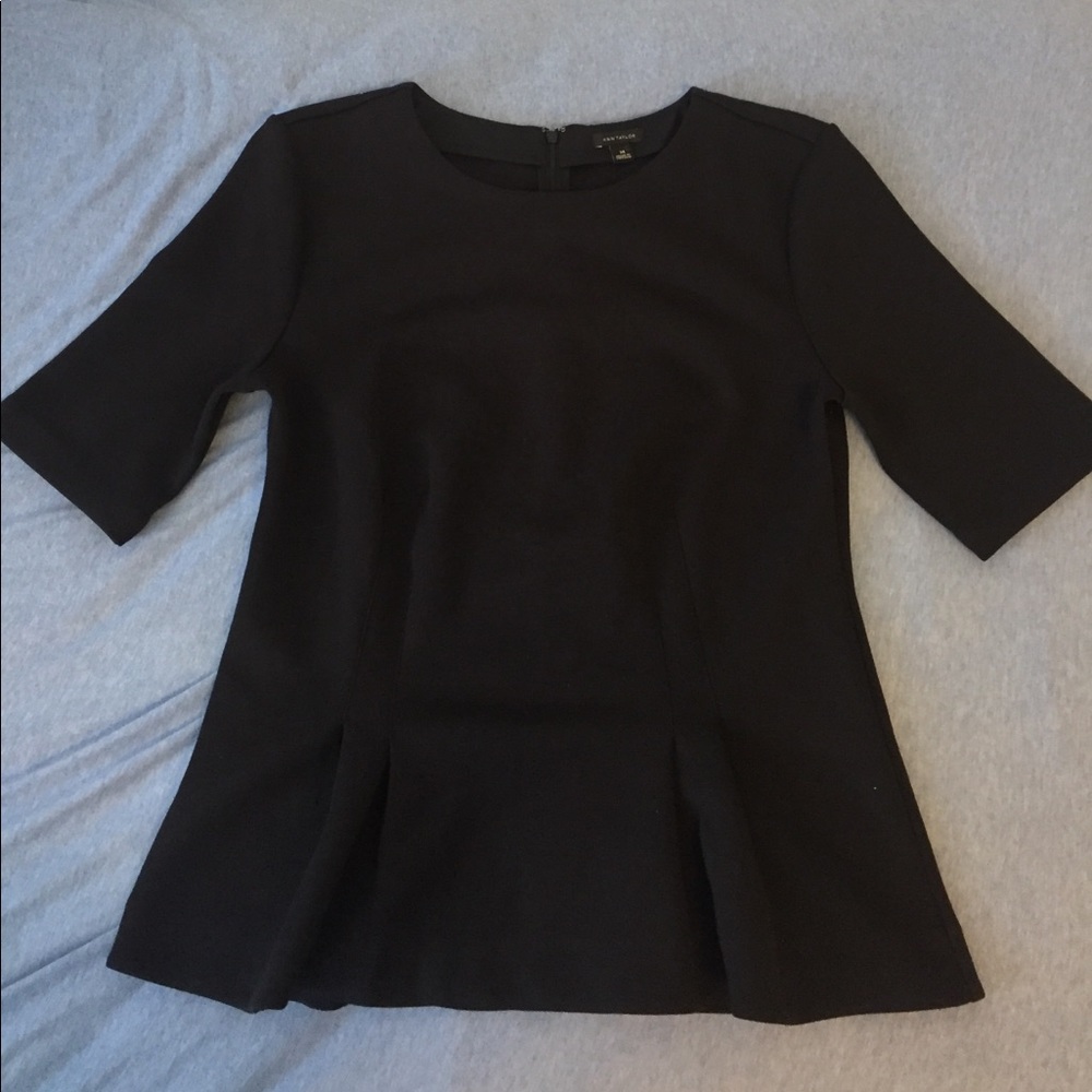 Ann Taylor Wear to Work Black Peplum Top