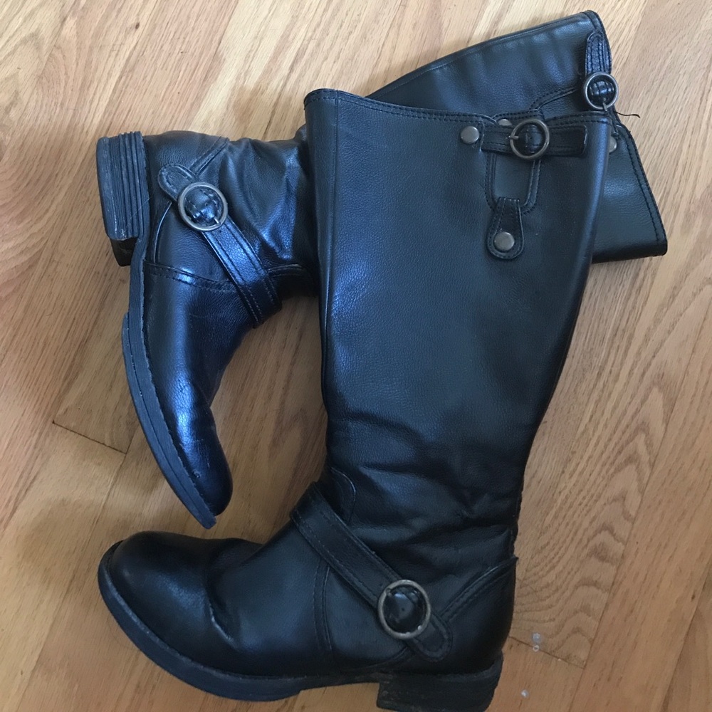 Black leather boots