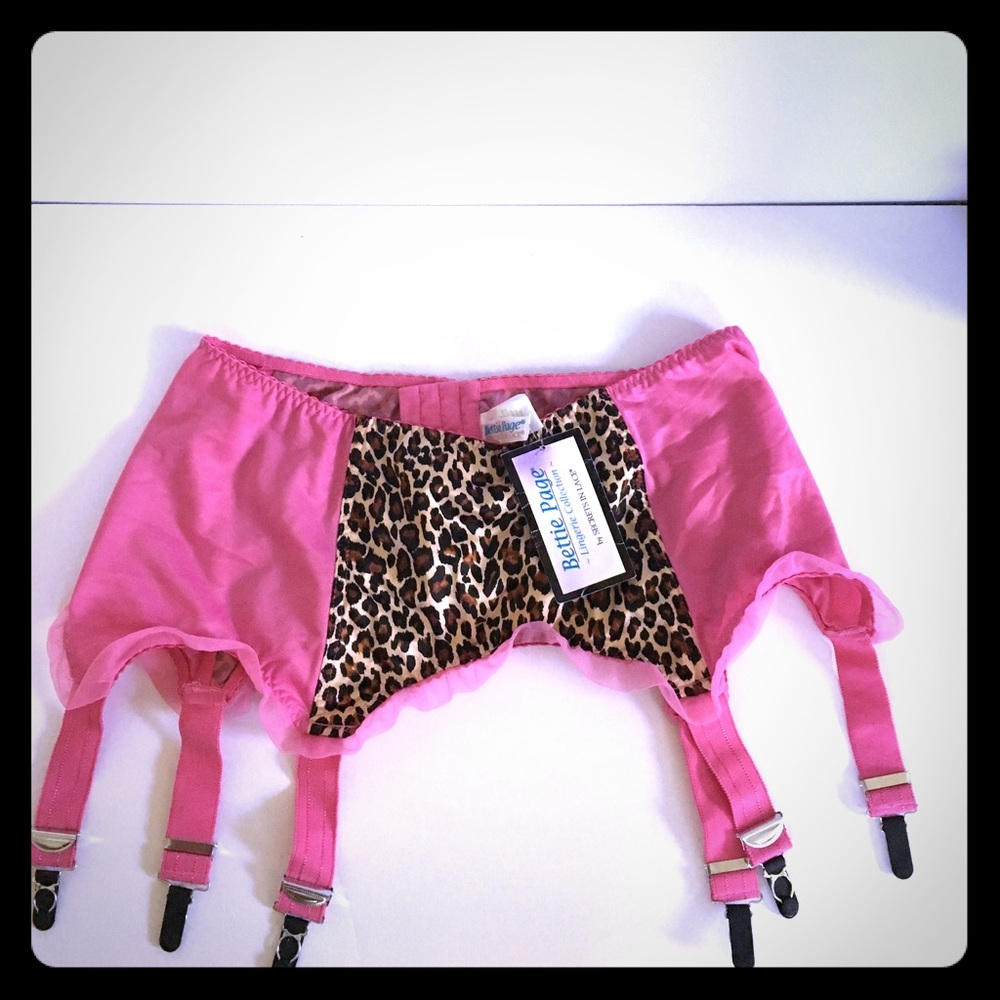 Pink leopard garter belt
