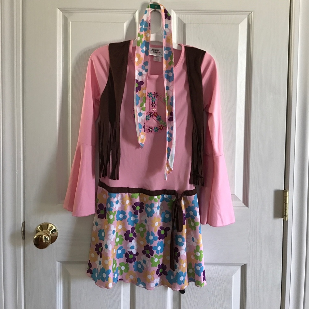 Girls size large 70's Halloween costume & headband