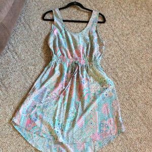 Aztec print high low dress