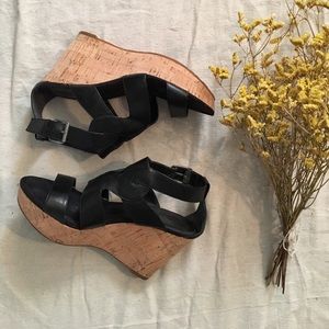 Black Nine West wedge sandals