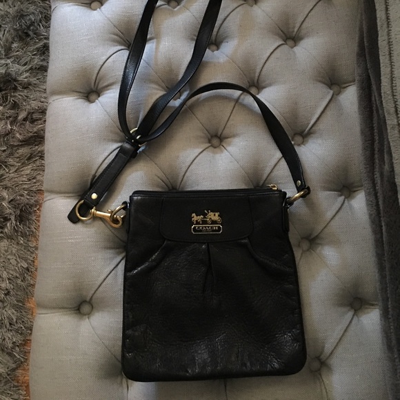 Coach Handbags - COACH black leather cross body bag!