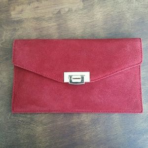 Talbots red suede envelope clutch
