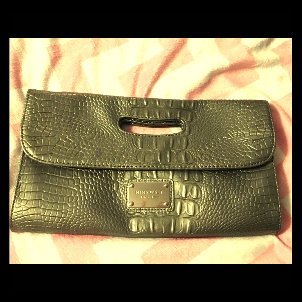 Nine West  crocodile Silver Clutch
