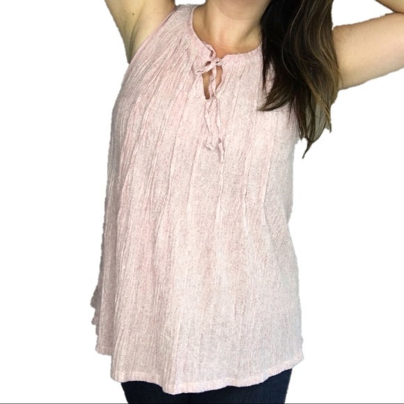 Anthropologie Tops - Meadow Rue Pleated Tie-Neck Tank Millennial Pink