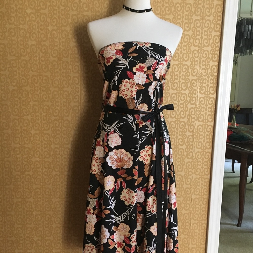 Strapless cotton blend dress