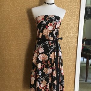 Strapless cotton blend dress