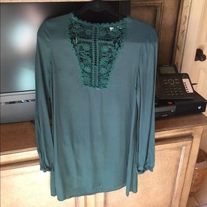 Emerald Green Dress with Lace Detail