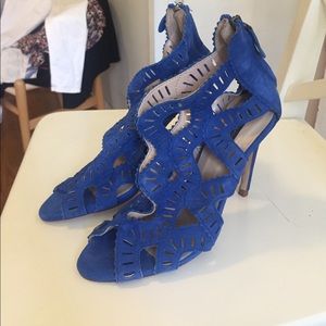 Zara laser cut cobalt blue suede heels Zara laser cut cobalt blue suede heels